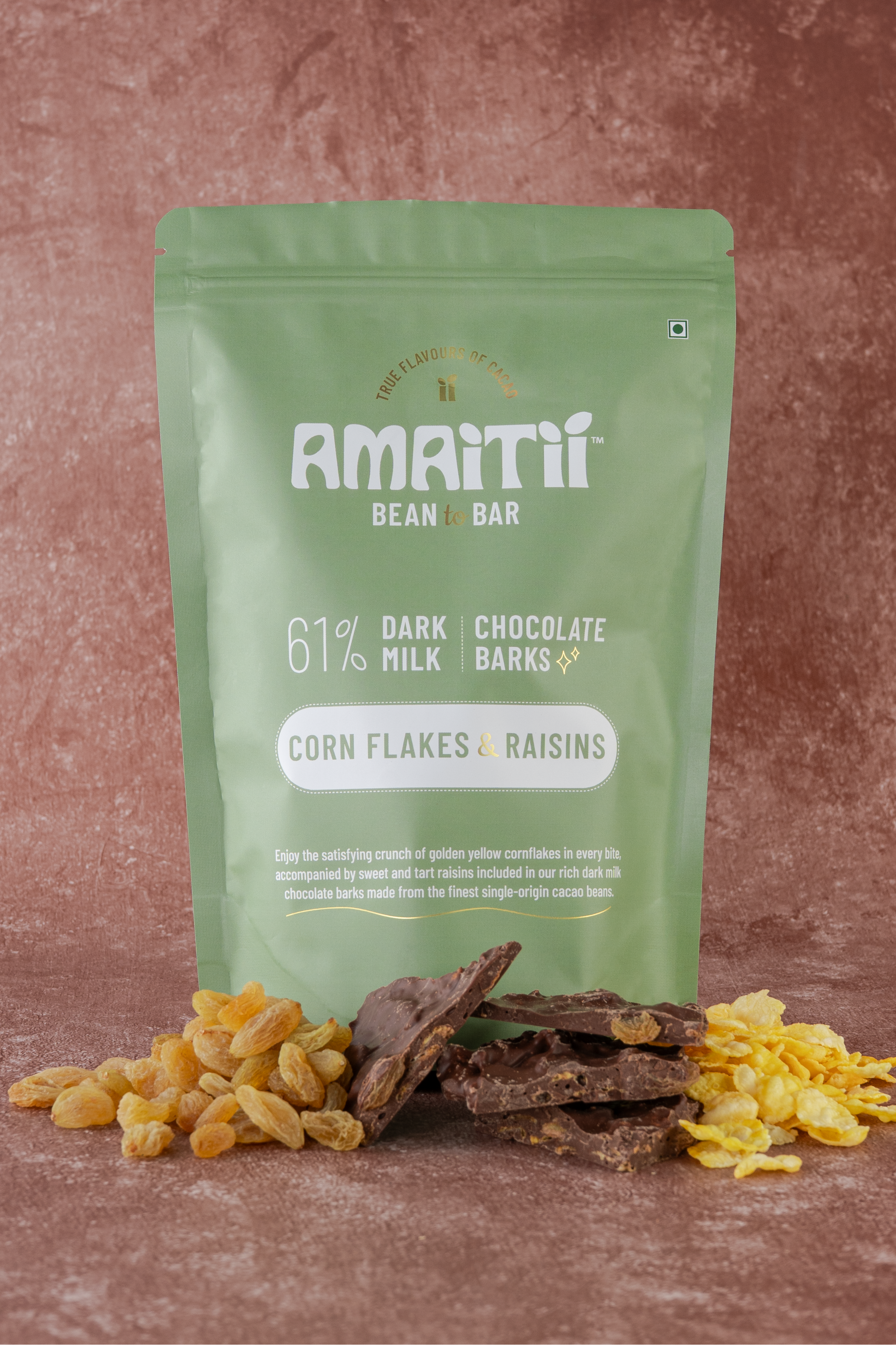 Corn Flakes & Raisins 61% Dark Milk Chocolate Barks