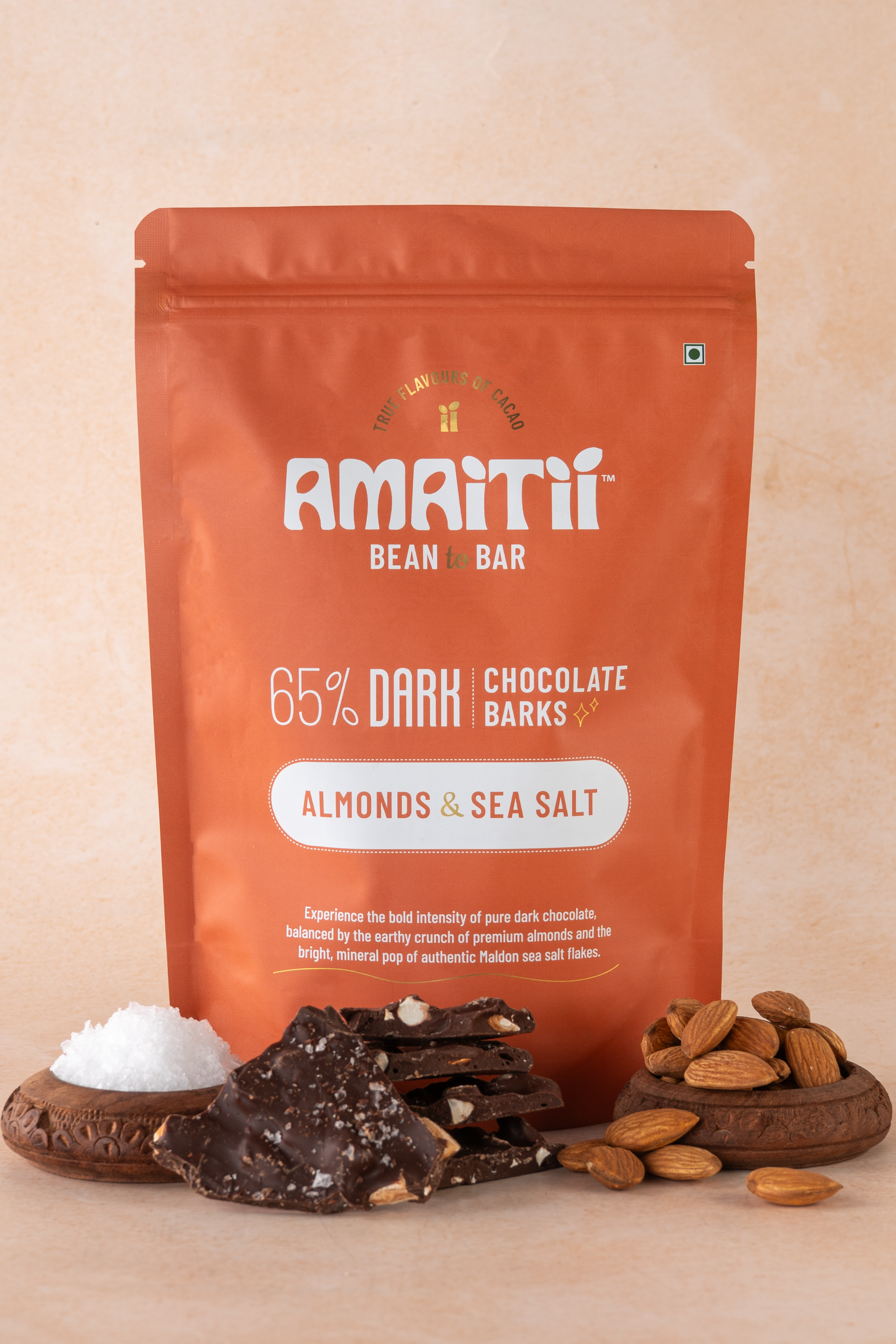 Almond & Sea Salt 65% Dark Chocolate Barks