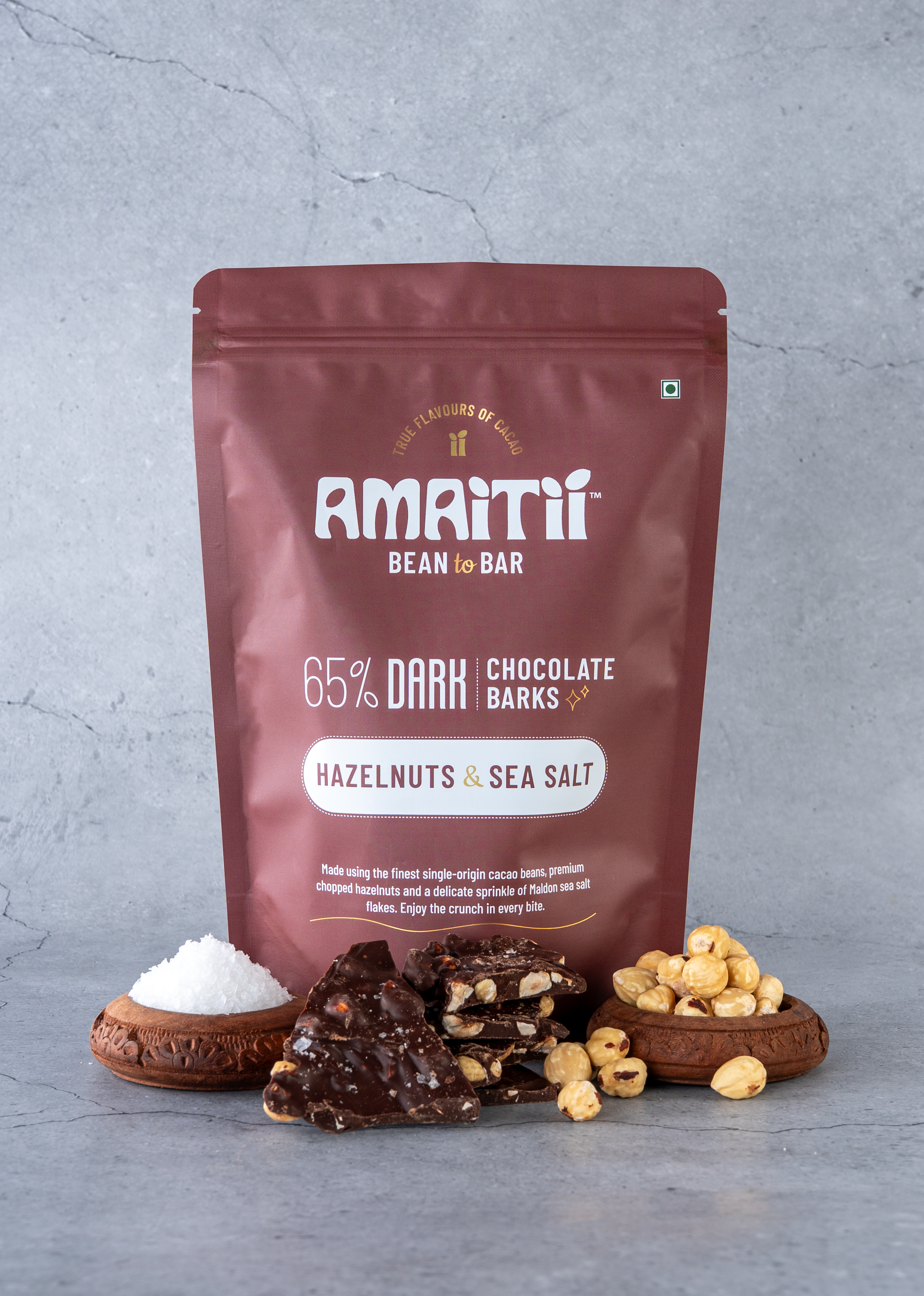 Hazelnut & Sea Salt 65% Dark Chocolate Barks