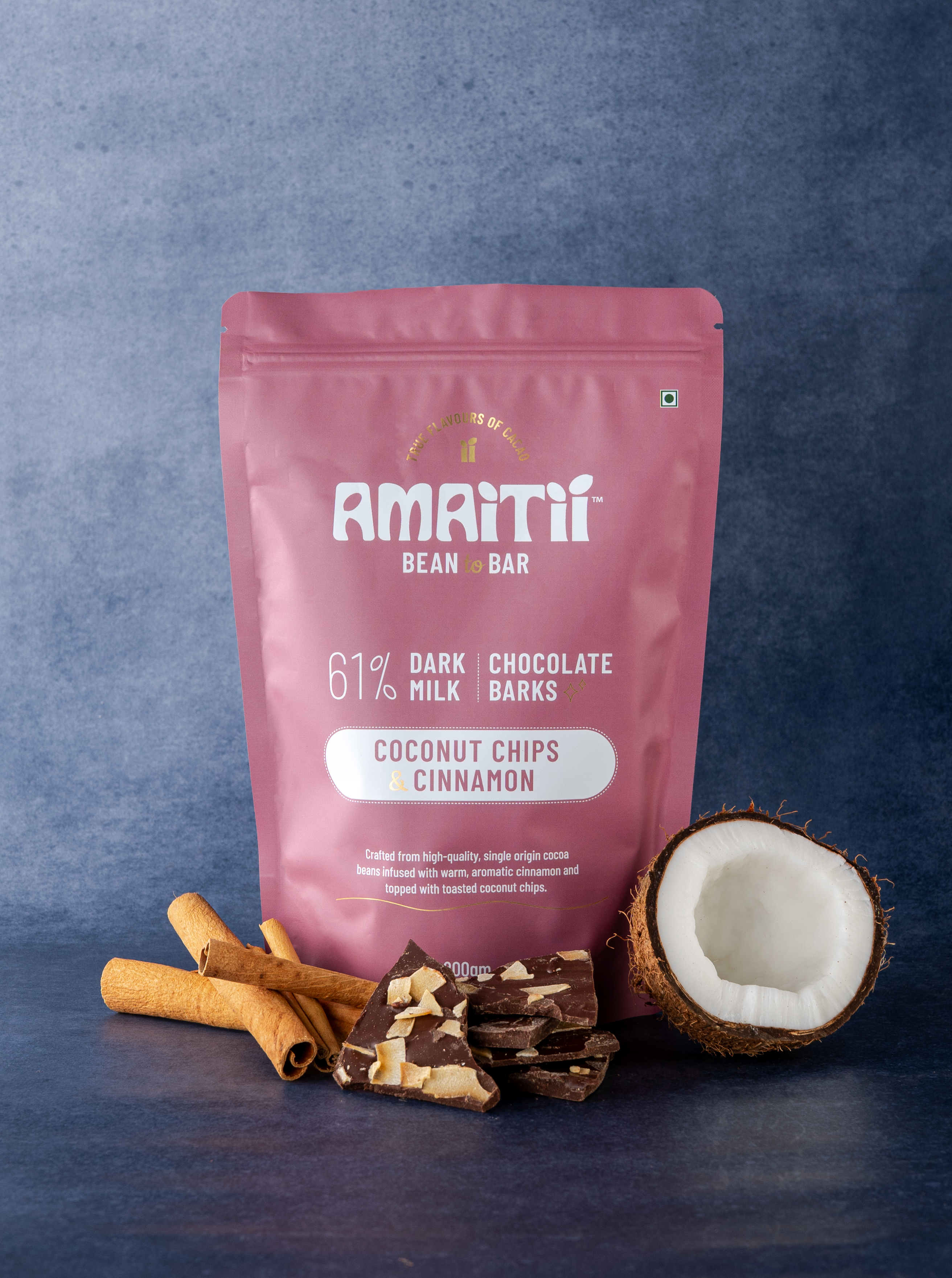 Coconut Chips & Cinnamon 61% Dark Milk Chocolate Barks